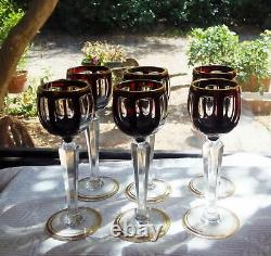 6 anciens VERRES A LIQUEURS style ART DÉCO CRISTAL DE BOHÈME OVERLAY
