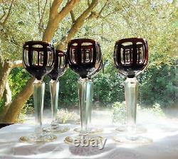 6 anciens VERRES A LIQUEURS style ART DÉCO CRISTAL DE BOHÈME OVERLAY