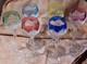 6 anciens VERRES &agrave; vin du Rhin cristal color&eacute; sigl&eacute;