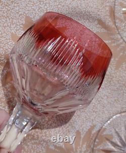 6 anciens VERRES à vin du Rhin cristal coloré siglé