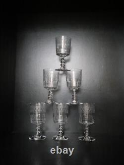 6 anciens verres à EAU cristal gravé Baccarat gravure 4770 étoiles fleur 15 cm