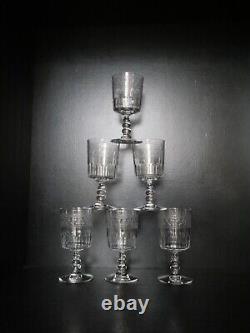 6 anciens verres à EAU cristal gravé Baccarat gravure 4770 étoiles fleur 15 cm