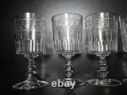 6 anciens verres à EAU cristal gravé Baccarat gravure 4770 étoiles fleur 15 cm