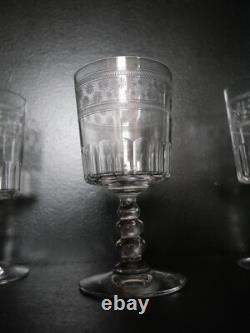 6 anciens verres à EAU cristal gravé Baccarat gravure 4770 étoiles fleur 15 cm