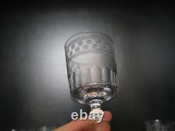 6 anciens verres à EAU cristal gravé Baccarat gravure 4770 étoiles fleur 15 cm
