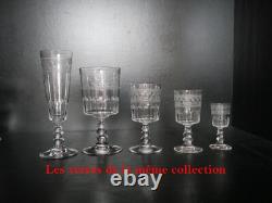 6 anciens verres à EAU cristal gravé Baccarat gravure 4770 étoiles fleur 15 cm