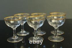 6 anciens verres à griottes en cristal de Daum