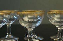 6 anciens verres à griottes en cristal de Daum