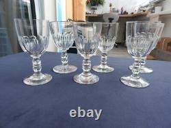 6 anciens verres à vin blanc à apéritif cristal de BACCARAT modèle GONDOLE h11,8