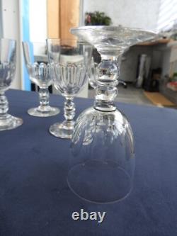 6 anciens verres à vin blanc à apéritif cristal de BACCARAT modèle GONDOLE h11,8