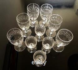 6 anciens verres à vin en Louis Philippe cristal de BACCARA+4 verres à liqueur