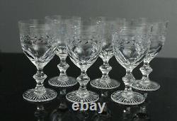 6 anciens verres à vin en cristal de baccarat modèle Laurier jonzac H 14,5 cm