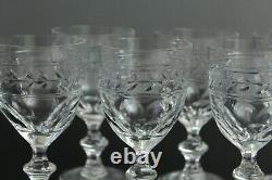 6 anciens verres à vin en cristal de baccarat modèle Laurier jonzac H 14,5 cm