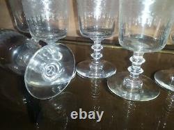 6 anciens verres apéritif, porto en cristal gravé de Baccarat C. 1900
