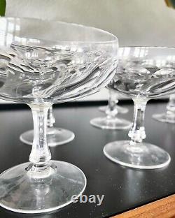 6 coupes à champagne en cristal art de la table vintage ancienne verrerie chic