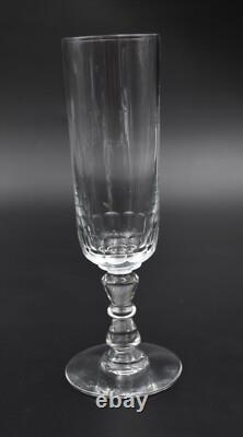 6 flûtes à champagne anciennes en verre soufflé petites côtes plates