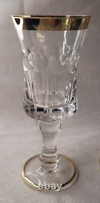 6 verre sur pied cristal taillé et or vintage fait main ANCIEN