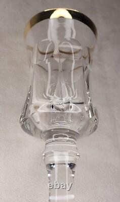 6 verre sur pied cristal taillé et or vintage fait main ANCIEN