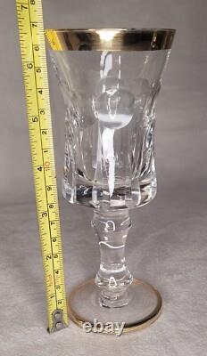 6 verre sur pied cristal taillé et or vintage fait main ANCIEN