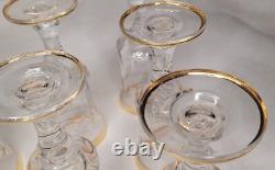 6 verre sur pied cristal taillé et or vintage fait main ANCIEN