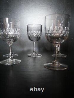 6 verres à Vin ancien Cristal taillé Baccarat écaille, nie d'abeille
