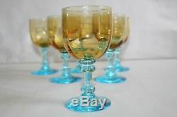 6 verres à vin anciens, George Sand cristallerie de Portieux H 11.5 cm
