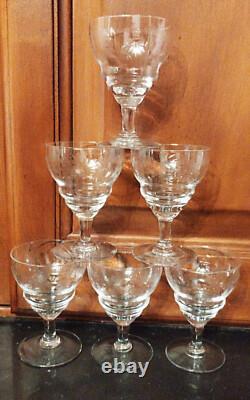 6 verres à vin anciens/cristal gravure art nouveau 6 verres à vin anciens/cristal gravure art nouveau