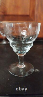 6 verres à vin anciens/cristal gravure art nouveau