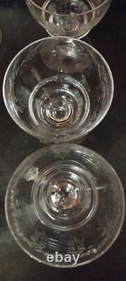6 verres à vin anciens/cristal gravure art nouveau