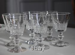 6 verres à vin blanc anciens en cristal taillé cotes plates Baccarat Caton