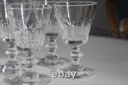 6 verres à vin blanc anciens en cristal taillé cotes plates Baccarat Caton