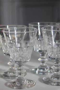 6 verres à vin blanc anciens en cristal taillé cotes plates Baccarat Caton