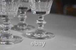 6 verres à vin blanc anciens en cristal taillé cotes plates Baccarat Caton