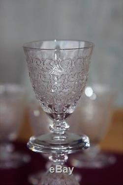 6 verres à vin cuit cristal de Baccarat Chateaubriand gravure Rohan anciens N°2