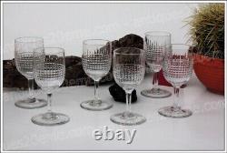 6 verres à vin n°4 cristal de Baccarat modèle Nancy 12 cm anciens Wine glasses