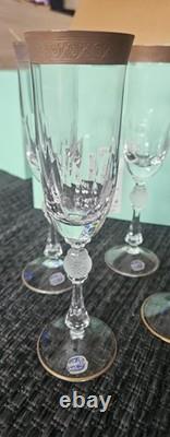 6 x Flute A Champagne Bohemia Crystalex Ancien Doré
