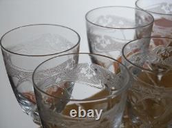 7 ANCIENS VERRES A VIN CRISTAL GRAVURE ART NOUVEAU ht 12 cm