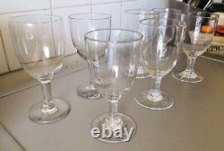 7 ANCIENS VERRES sur PIED à EAU ou VIN Verre Soufflé XIXème French Glass