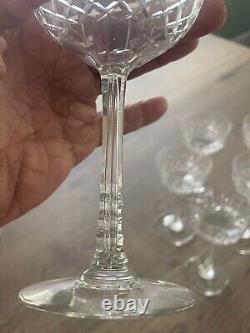 7 anciens verre à vin cristal Saint Louis Baccarat Val St Lambert pied creux