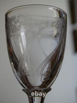 8 ANCIENS VERRES A LIQUEUR CRISTAL GRAVURE ART NOUVEAU ht 7,5 cm
