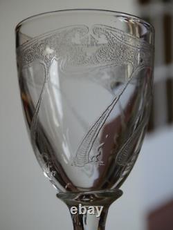8 ANCIENS VERRES A LIQUEUR CRISTAL GRAVURE ART NOUVEAU ht 7,5 cm