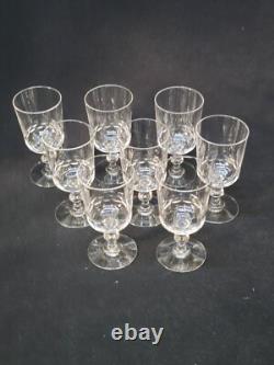 8 Anciens Verres A Vin En Cristal De Baccarat Taillé Gravure 10742