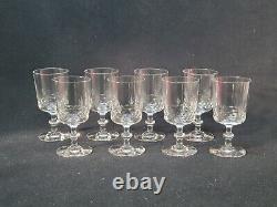 8 Anciens Verres A Vin En Cristal De Baccarat Taillé Gravure 10742