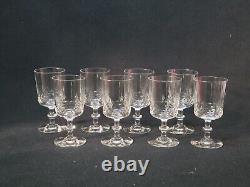 8 Anciens Verres A Vin En Cristal De Baccarat Taillé Gravure 10742