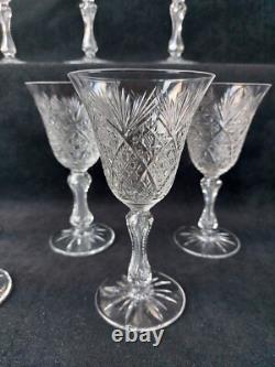 8 Anciens Verres A Vin En Cristal Taillé St Louis 14cm (A5)