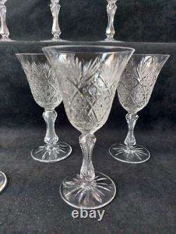 8 Anciens Verres A Vin En Cristal Taillé St Louis 14cm (A5)