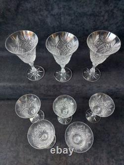 8 Anciens Verres A Vin En Cristal Taillé St Louis 14cm (A5)