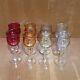 8 Verres En Cristal Sur Pied Multicouleurs, Verres À Liqueur Anciens, 1960
