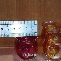 8 Verres En Cristal Sur Pied Multicouleurs, Verres À Liqueur Anciens, 1960