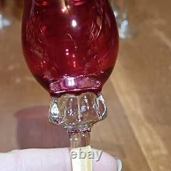 8 Verres En Cristal Sur Pied Multicouleurs, Verres À Liqueur Anciens, 1960